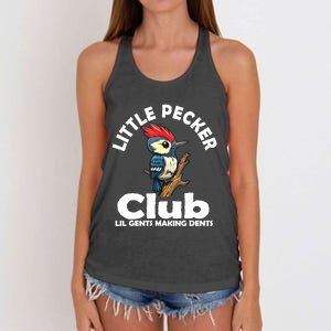 Little Pecker Club Lil Gents Making Dents Funny Woodpecker Women's Knotted Racerback Tank