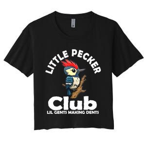 Little Pecker Club Lil Gents Making Dents Funny Woodpecker Women's Crop Top Tee