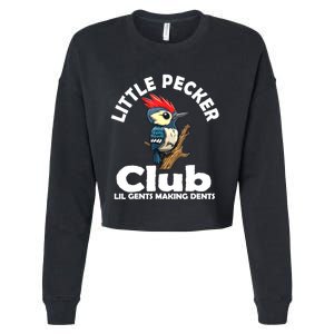 Little Pecker Club Lil Gents Making Dents Funny Woodpecker Cropped Pullover Crew