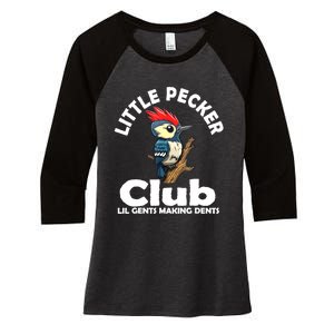 Little Pecker Club Lil Gents Making Dents Funny Woodpecker Women's Tri-Blend 3/4-Sleeve Raglan Shirt