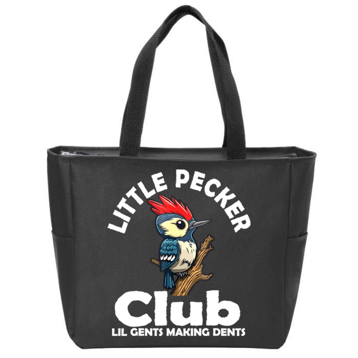 Little Pecker Club Lil Gents Making Dents Funny Woodpecker Zip Tote Bag