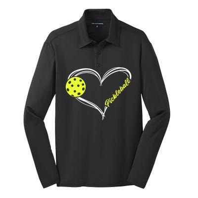 Love Pickleball Cute Pickleball Match, I Love Pickleball TShirt Silk Touch Performance Long Sleeve Polo