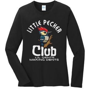 Little Pecker Club Lil Gents Making Dents Funny Women Ladies Long Sleeve Shirt