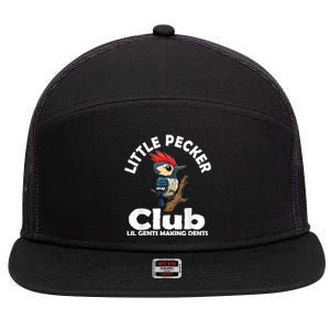 Little Pecker Club Lil Gents Making Dents Funny Woodpecker 7 Panel Mesh Trucker Snapback Hat