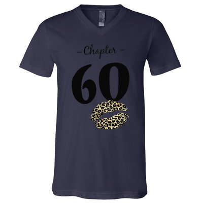 Leopard Printed Chapter 60 Sexy Lips Funny 60th Birthday V-Neck T-Shirt