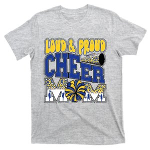 Loud & Proud Cheer Mom Leopard Cheerleader Blue T-Shirt