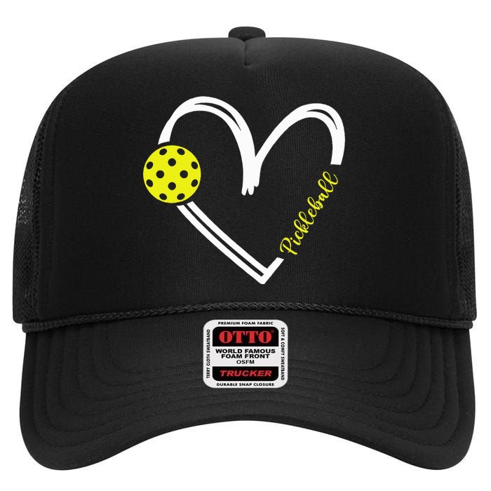 Love Pickleball Cute Pickleball Match I Love Pickleball High Crown Mesh Back Trucker Hat