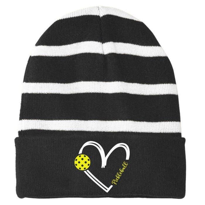 Love Pickleball Cute Pickleball Match I Love Pickleball Striped Beanie with Solid Band