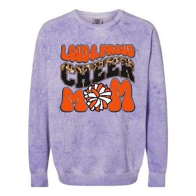 Loud Proud Cheer Mom Orange Team Leopard Funny Cheer Crew Colorblast Crewneck Sweatshirt