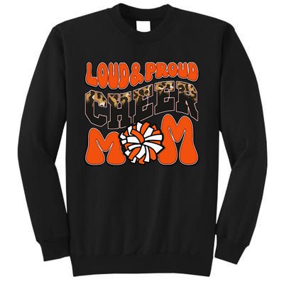 Loud Proud Cheer Mom Orange Team Leopard Funny Cheer Crew Sweatshirt