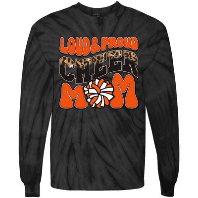 Loud Proud Cheer Mom Orange Team Leopard Funny Cheer Crew Tie-Dye Long Sleeve Shirt