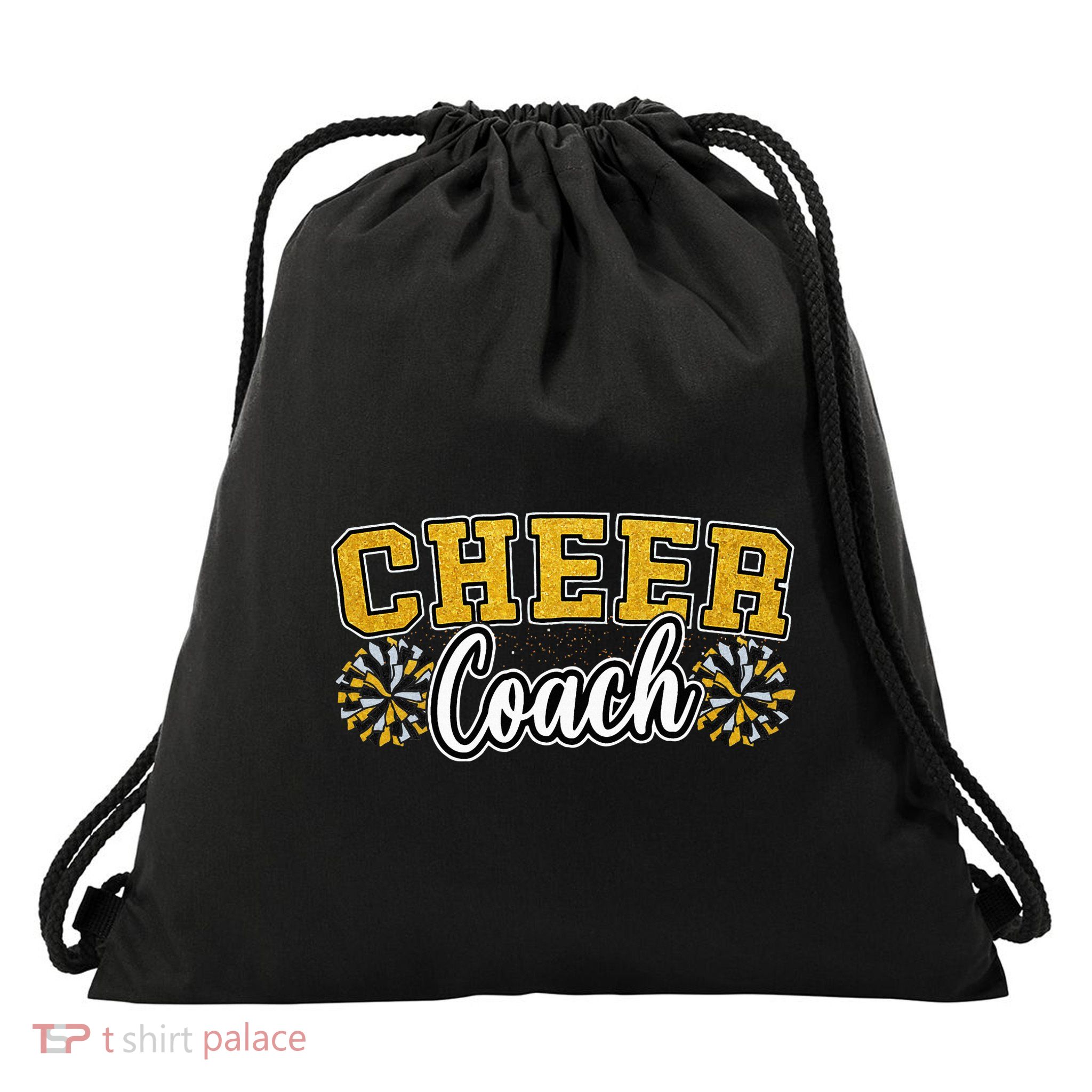 Loud Proud Cheer Coach Yellow Pom Poms Cheerleader Women Drawstring Bag
