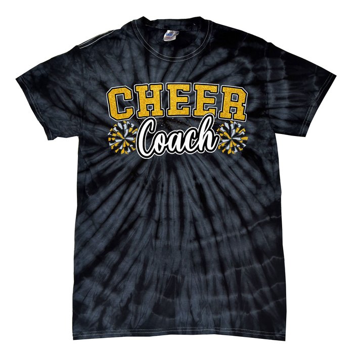 Loud Proud Cheer Coach Yellow Pom Poms Cheerleader Women Tie-Dye T-Shirt