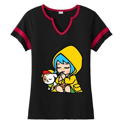 Luce Praying Catholic Pilgrim Vatican Anime Mascot 2025 Ladies Halftime Notch Neck Tee