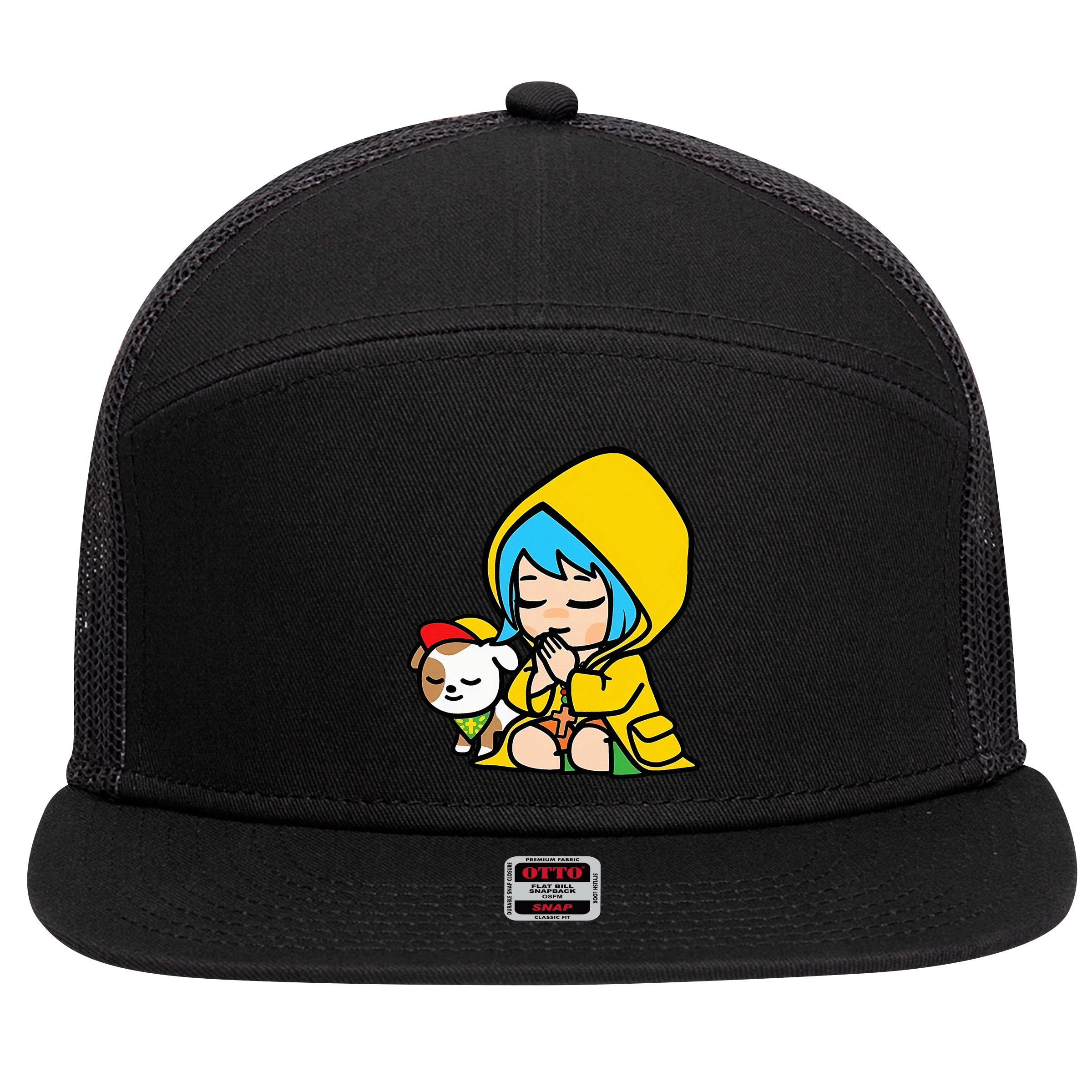 Luce Praying Catholic Pilgrim Vatican Anime Mascot 2025 7 Panel Mesh Trucker Snapback Hat