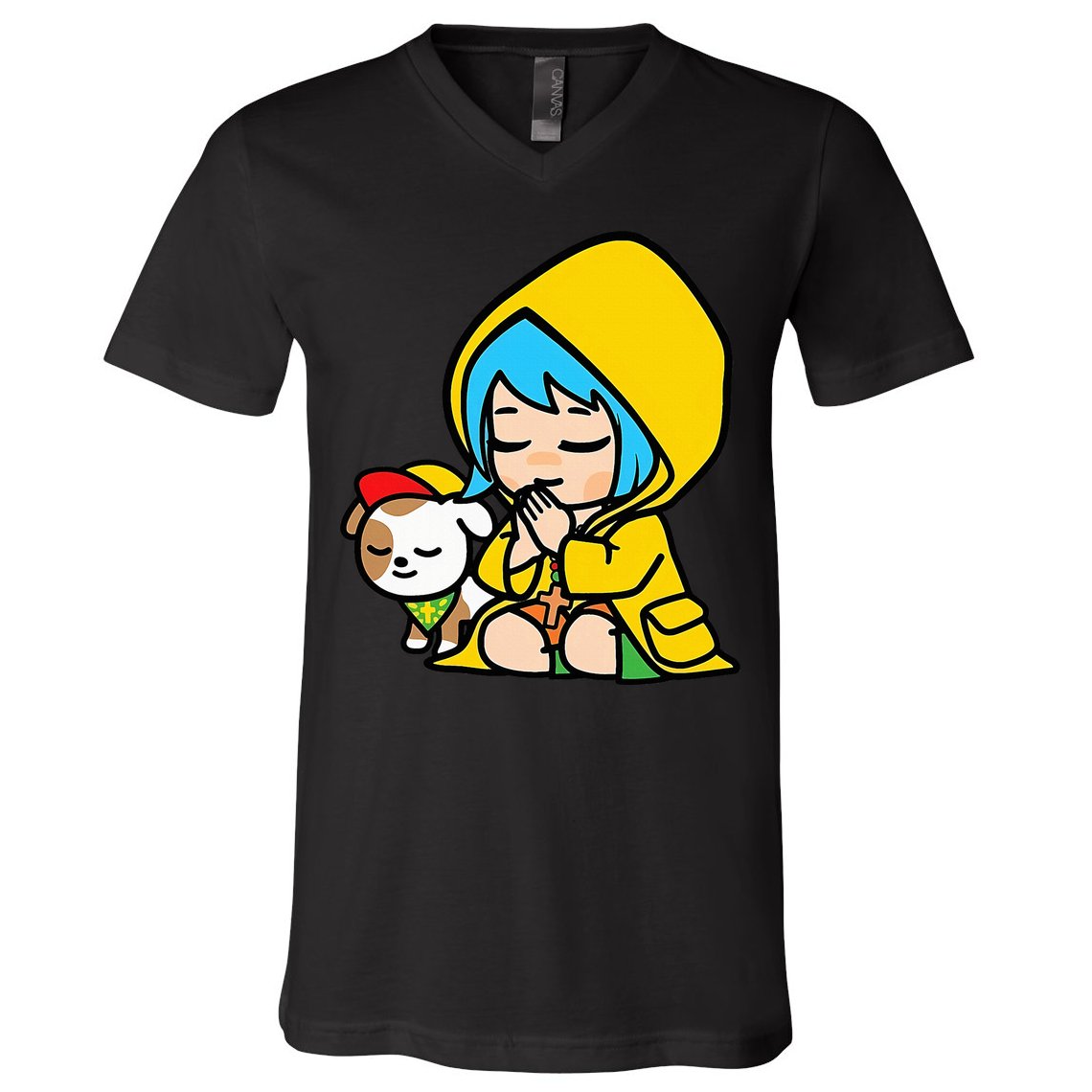 Luce Praying Catholic Pilgrim Vatican Anime Mascot 2025 V-Neck T-Shirt