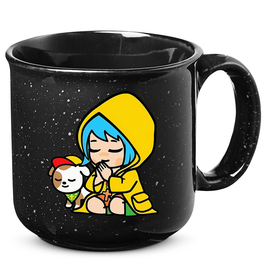 Luce Praying Catholic Pilgrim Vatican Anime Mascot 2025 15oz Campfire Ceramic Mug