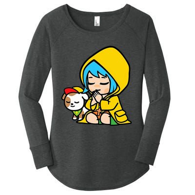 Luce Praying Catholic Pilgrim Vatican Anime Mascot 2025 Women's Perfect Tri Tunic Long Sleeve Shirt