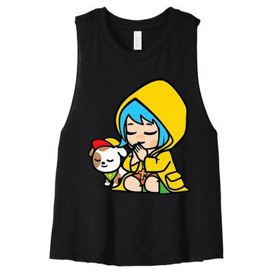 Luce Praying Catholic Pilgrim Vatican Anime Mascot 2025 Women's Racerback Cropped Tank