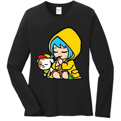 Luce Praying Catholic Pilgrim Vatican Anime Mascot 2025 Ladies Long Sleeve Shirt