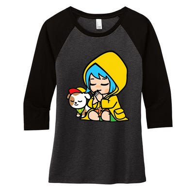 Luce Praying Catholic Pilgrim Vatican Anime Mascot 2025 Women's Tri-Blend 3/4-Sleeve Raglan Shirt