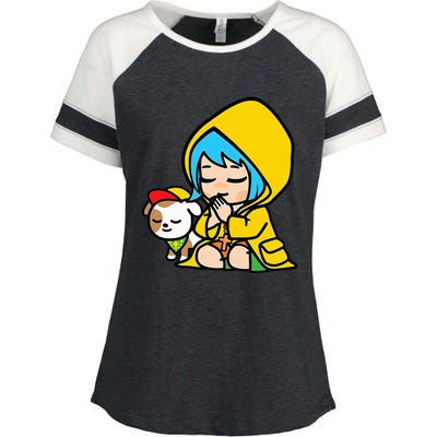 Luce Praying Catholic Pilgrim Vatican Anime Mascot 2025 Enza Ladies Jersey Colorblock Tee