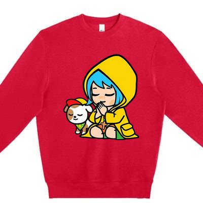 Luce Praying Catholic Pilgrim Vatican Anime Mascot 2025 Premium Crewneck Sweatshirt