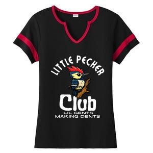 Little Pecker Club Lil Gents Making Dents Funny Ladies Halftime Notch Neck Tee