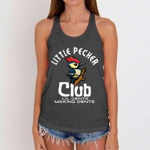 Little Pecker Club Lil Gents Making Dents Funny Women's Knotted Racerback Tank