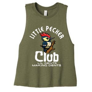 Little Pecker Club Lil Gents Making Dents Funny Women's Racerback Cropped Tank