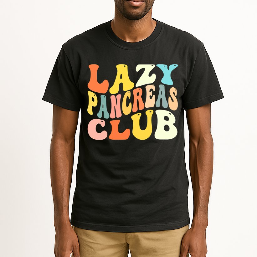 Lazy Pancreas Club T1D Retro Groovy Diabetes Awareness Tall T-Shirt