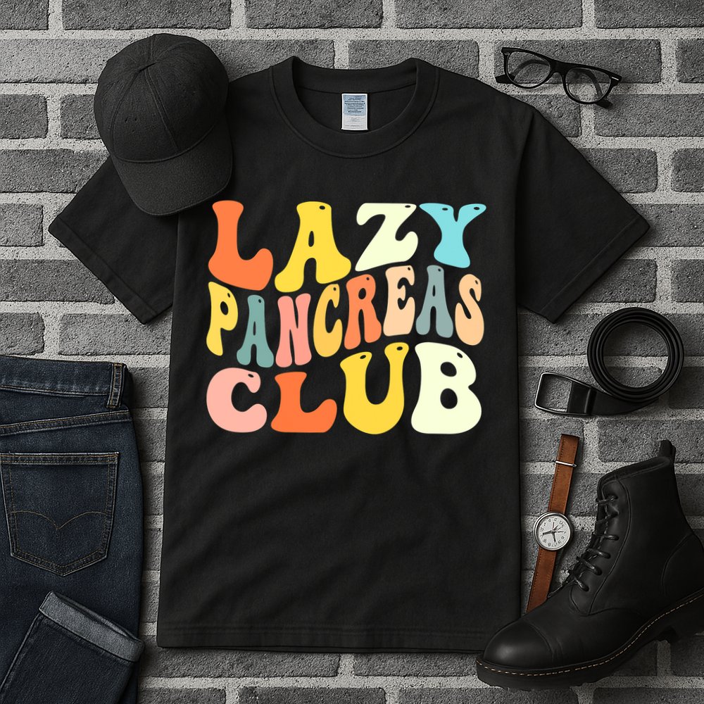 Lazy Pancreas Club T1D Retro Groovy Diabetes Awareness Tall T-Shirt