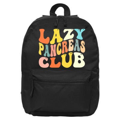 Lazy Pancreas Club T1D Retro Groovy Diabetes Awareness 16 in Basic Backpack