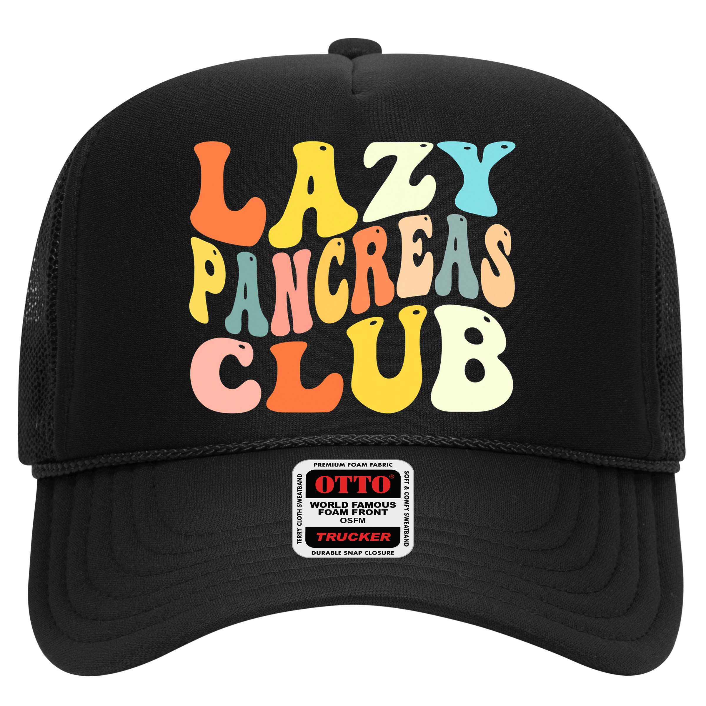 Lazy Pancreas Club T1D Retro Groovy Diabetes Awareness Hat