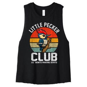 Little Pecker Club Lil Gents Making Dents Funny Women's Racerback Cropped Tank