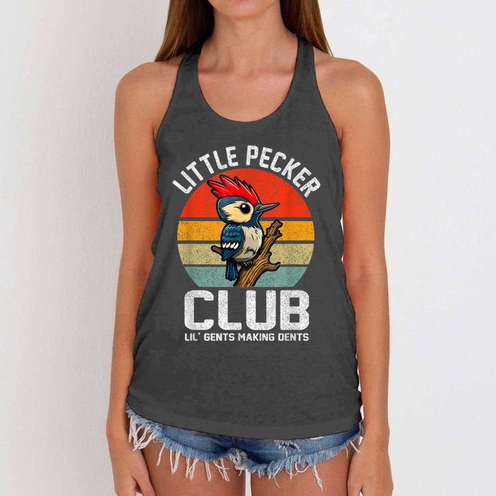 Little Pecker Club Lil Gents Making Dents Funny Women's Knotted Racerback Tank