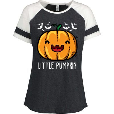 Little Pumpkin Cute Halloween Enza Ladies Jersey Colorblock Tee