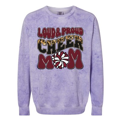 Loud Proud Cheer Mom Maroon Team Leopard Funny Cheer Crew Colorblast Crewneck Sweatshirt