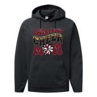 Loud Proud Cheer Mom Maroon Team Leopard Funny Cheer Crew Performance Fleece Hoodie