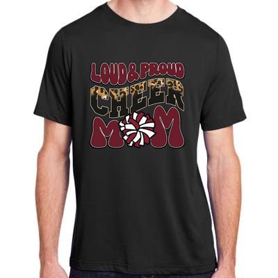 Loud Proud Cheer Mom Maroon Team Leopard Funny Cheer Crew Adult ChromaSoft Performance T-Shirt