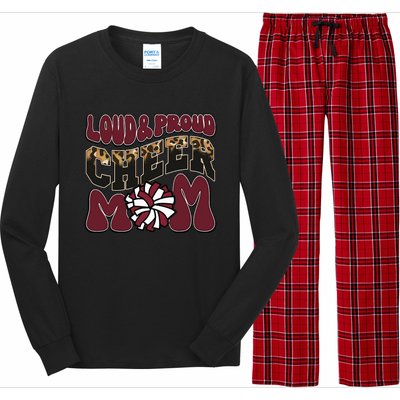 Loud Proud Cheer Mom Maroon Team Leopard Funny Cheer Crew Long Sleeve Pajama Set