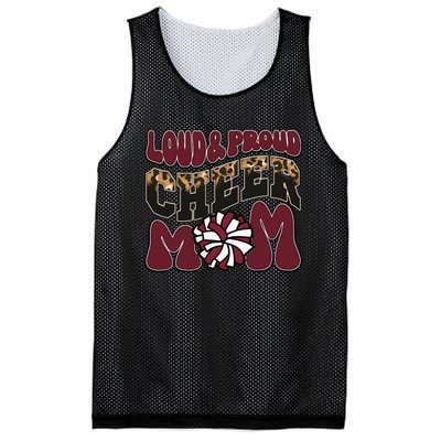 Loud Proud Cheer Mom Maroon Team Leopard Funny Cheer Crew Mesh Reversible Basketball Jersey Tank