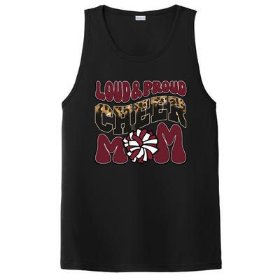 Loud Proud Cheer Mom Maroon Team Leopard Funny Cheer Crew PosiCharge Competitor Tank