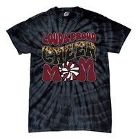 Loud Proud Cheer Mom Maroon Team Leopard Funny Cheer Crew Tie-Dye T-Shirt