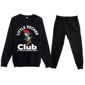 Little Pecker Club Lil Gents Making Dents Funny Woodpecker Premium Crewneck Sweatsuit Set