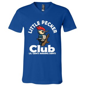 Little Pecker Club Lil Gents Making Dents Funny Woodpecker V-Neck T-Shirt