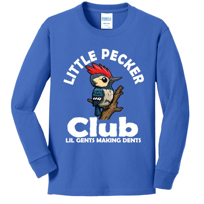 Little Pecker Club Lil Gents Making Dents Funny Woodpecker Kids Long Sleeve Shirt