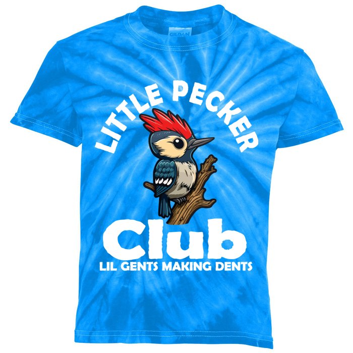 Little Pecker Club Lil Gents Making Dents Funny Woodpecker Kids Tie-Dye T-Shirt