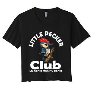 Little Pecker Club Lil Gents Making Dents Funny Woodpecker Women's Crop Top Tee