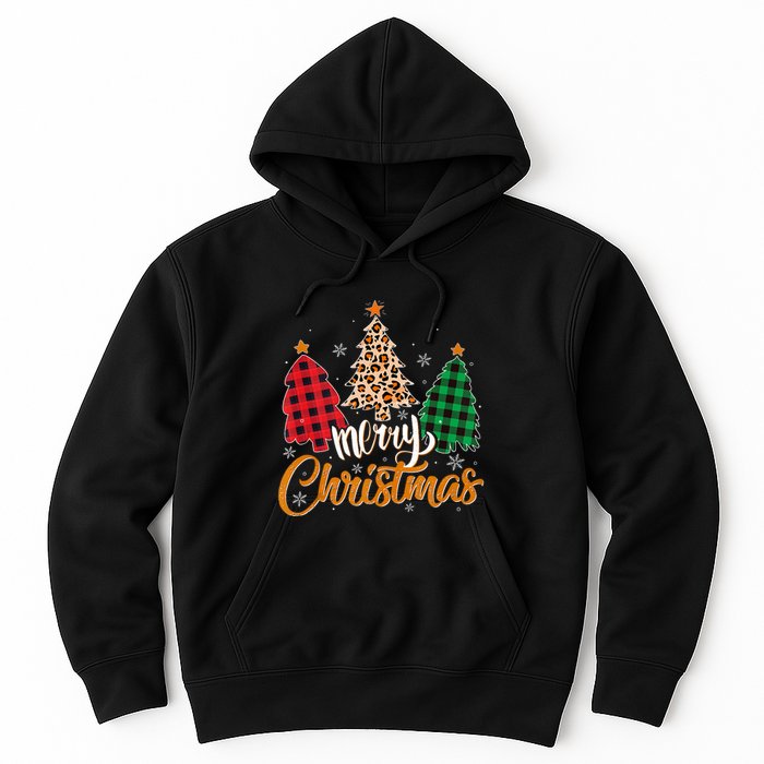 Leopard Plaid Christmas Tree Merry Christmas Tank Top Hoodie